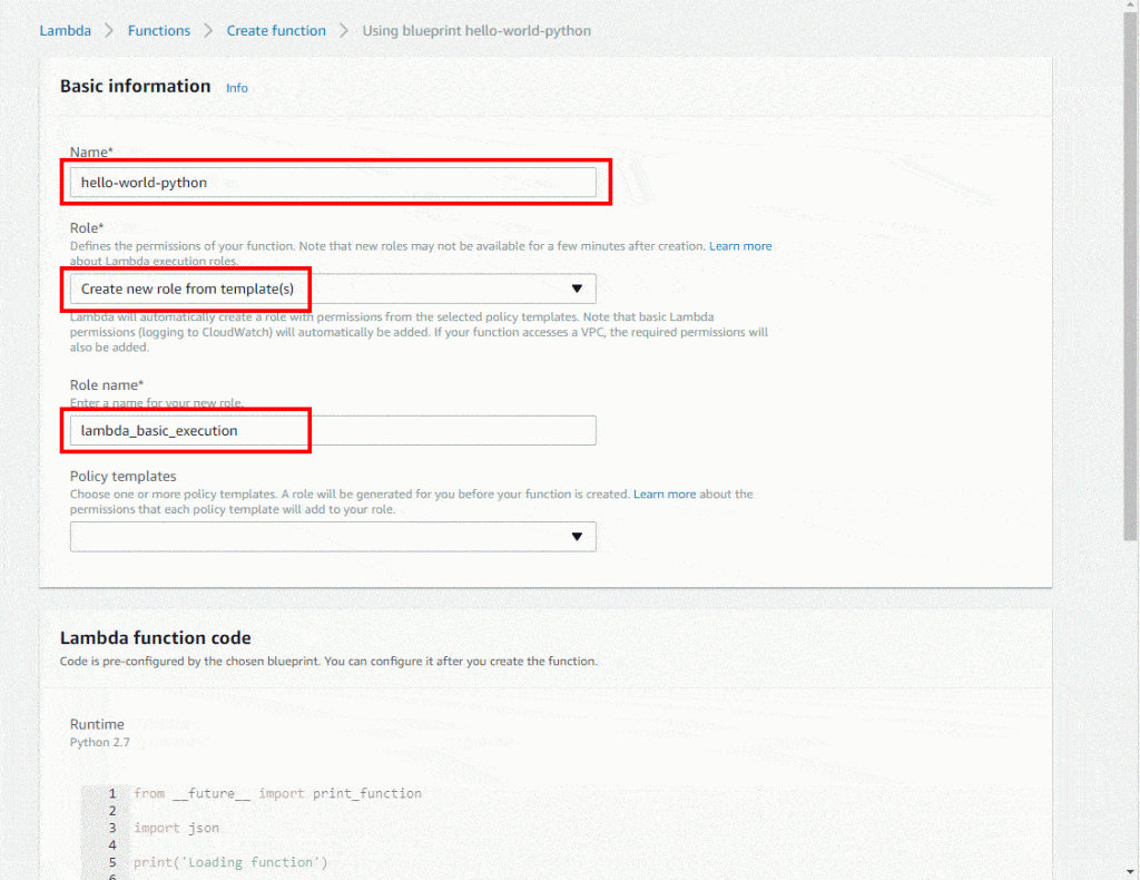 Serverless AWS Function - Basic Information