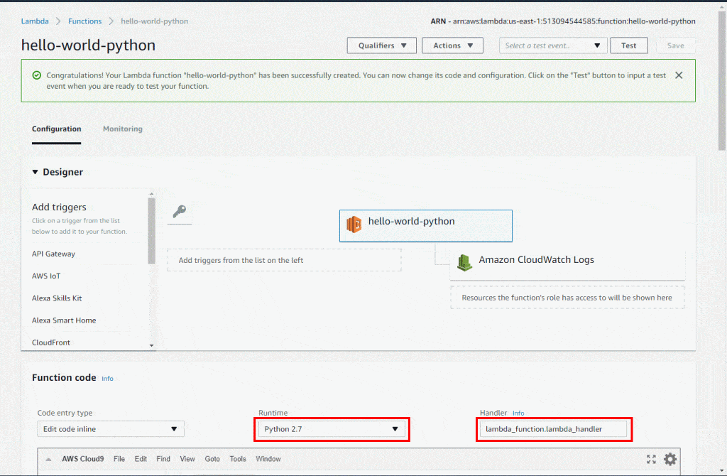 Serverless AWS Function - Configuration