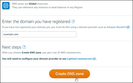 WordPress Lightsail Instance - Create DNS Zone