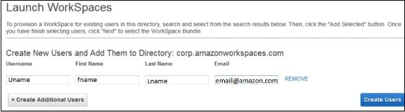 Amazon WorkSpaces - Create users