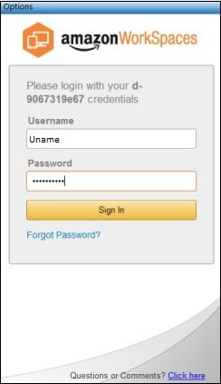 Amazon WorkSpaces - Sign In